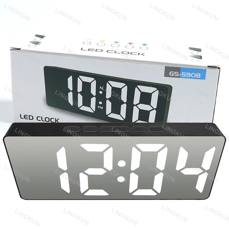 Latest Digital Clock LED Alarm Clock Bedroom Electronic Desktop Clock With Temperature Display Adjustable Brightness 12/24 Hours