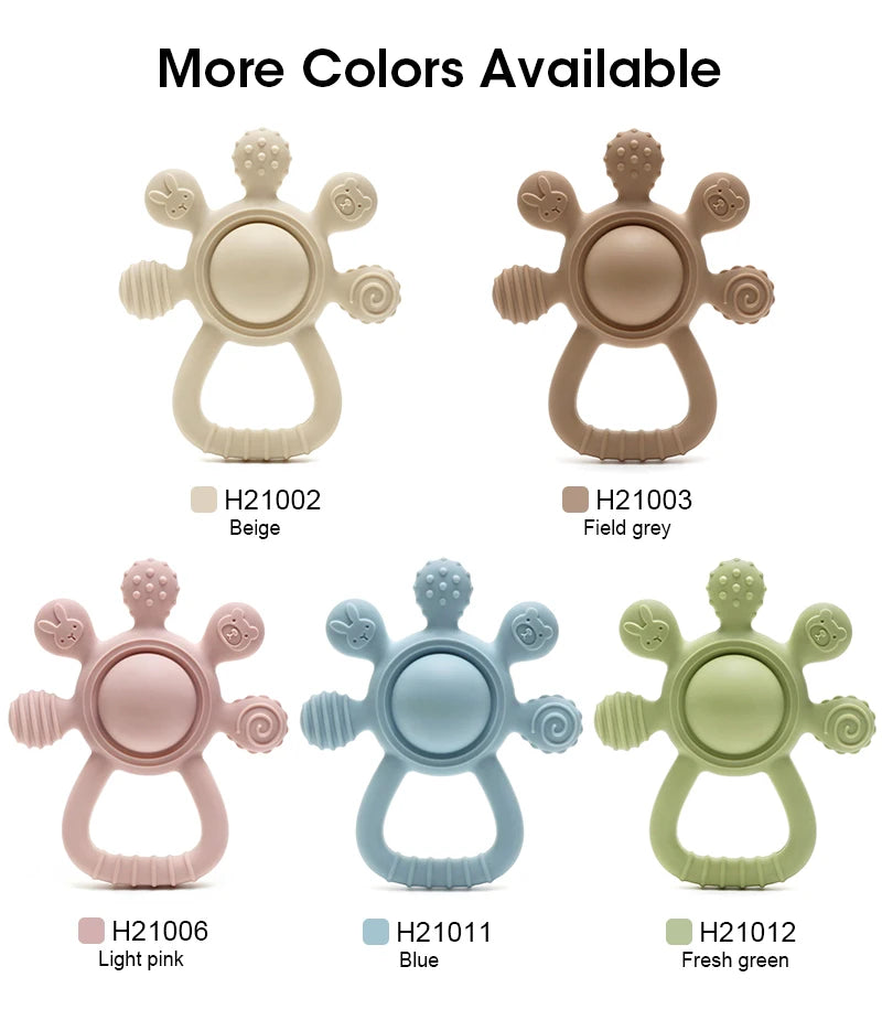 New Teething Silicone Palm Rattle Teether Bunny - Safe Baby Chew Toys for Soothing Sore Gums