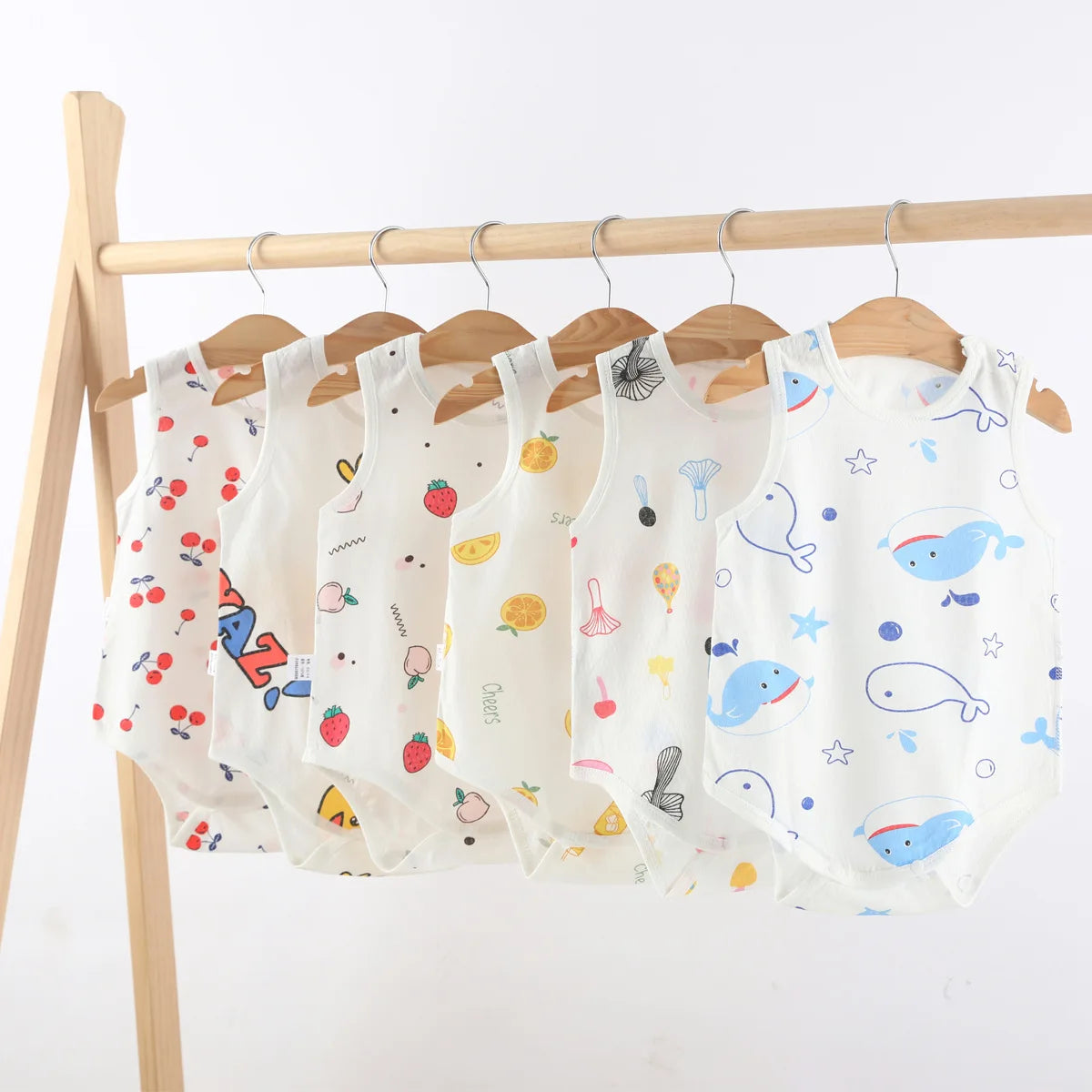 Baby Summer Pure Cotton Sleeveless Triangle Fart Clothes Newborn Thin Breathable Romper Newborn Crawling Clothes Jumpsuit