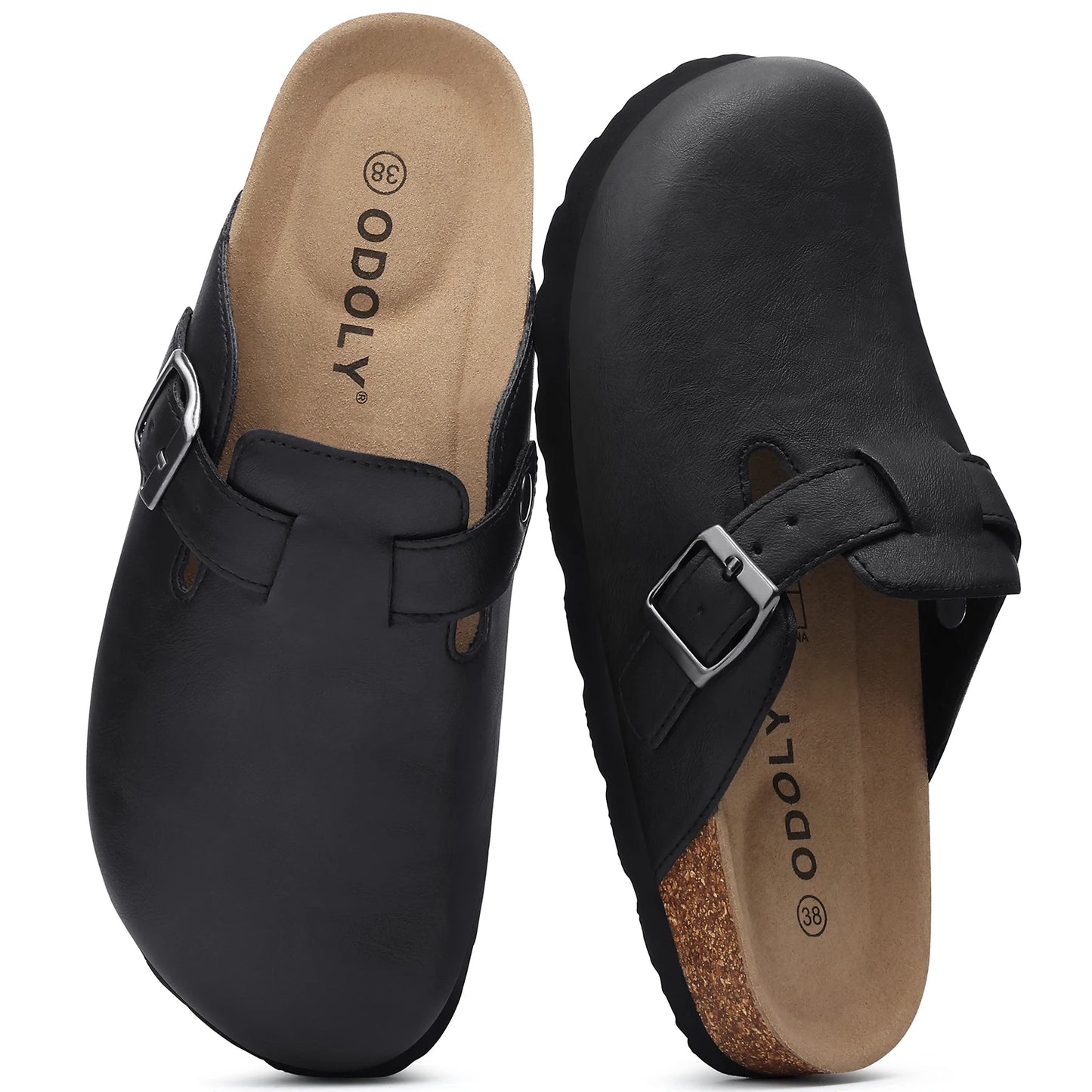 Kidmi Unisex Adjustable Buckle Slip-On Clogs with Arch Support Vegan Leather Cork Insole Potato Shoe for Women And Men