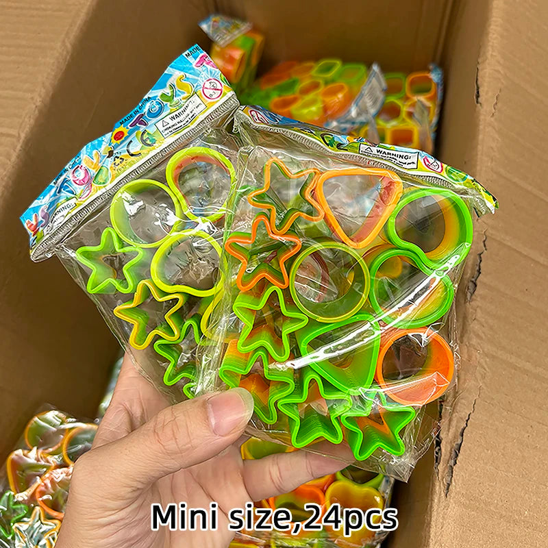 12/24 Rainbow Magic Springs Circle Toys Kids Birthday Party Favors Guests Giveaway Small Gifts Pinata Fillers Flexible Funny Toy