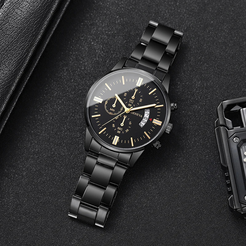 Luxury Stainless Steel Men Calendar Quartz Watch Fashion Mens Business Watches for Man Clock Reloj Hombre