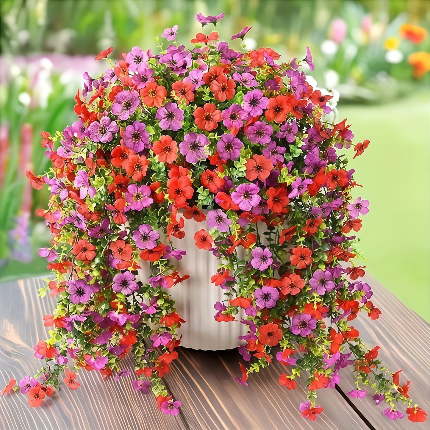 2/4pcs Artificial Flowers Simulated Eucalyptus Morning Glory Vines with Eucalyptus Leaves, for  Home Outdoor Garden Decoration