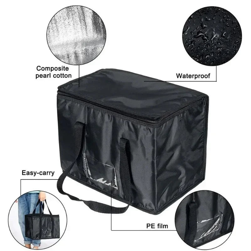 Reusable Insulated CoolerBag PremiumAluminum Foil Thermal Storage Bag Lightweight Portable ZipperLunch Bag for Camping Party Use