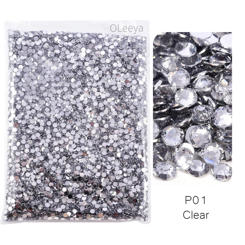 Oleeya Wholesale Flatback Silver bottom Resin Cтразы Non hotfix Rhinestones in Big Package Glitter Crystals and Strass For 네일파츠