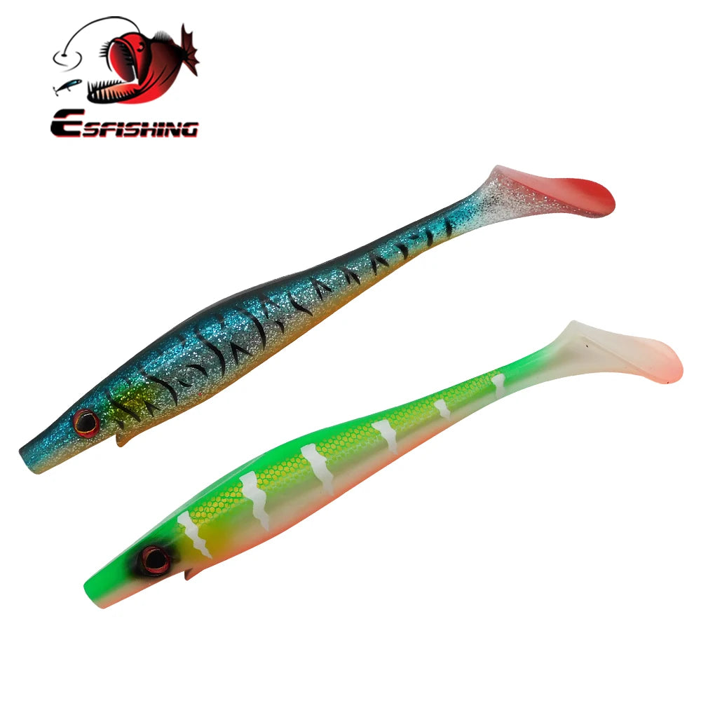 ESFISHING soft lures fishing Peche pike Hog Shad 100mm  200mm Sea Fishing Silicone bait swimbait sea lake isca artificial