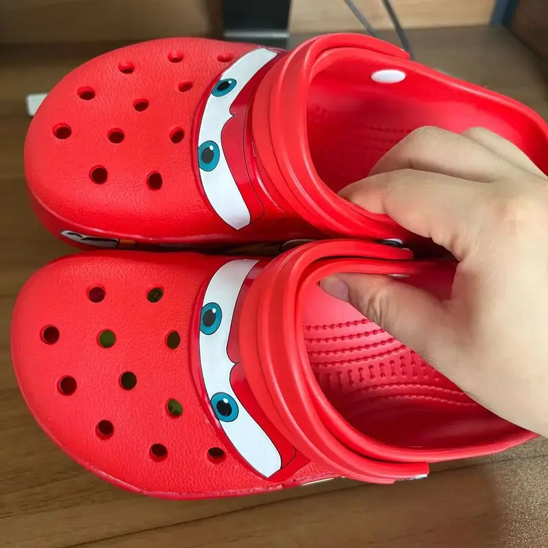 2026 Mcqueen Cartoon Slippers - Waterproof Eva Outdoor Sandals With Breathable Holes, Adult Casual Beach Shoes