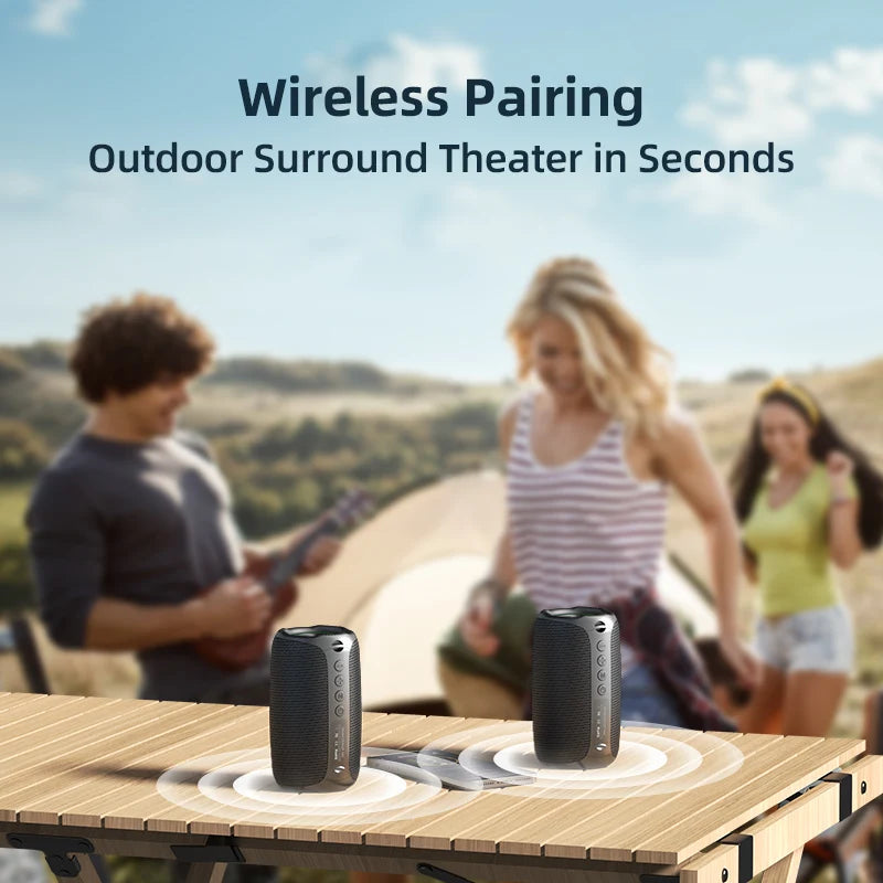zealot-m2 Portable Bluetooth Speaker,IPX5 Waterproof 360° Wireless Speaker TWS Stereo Pairing 10hrs Playtime For Camping Hiking