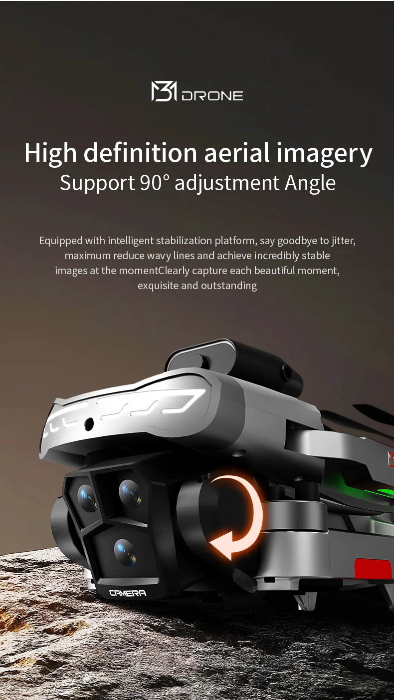 New Obstacle Avoidance M3 Drone Brushless Motor Helicopter Optical Flow Hovering GPS 8K 3 Camera Foldable Quadrotor Aircraft Toy