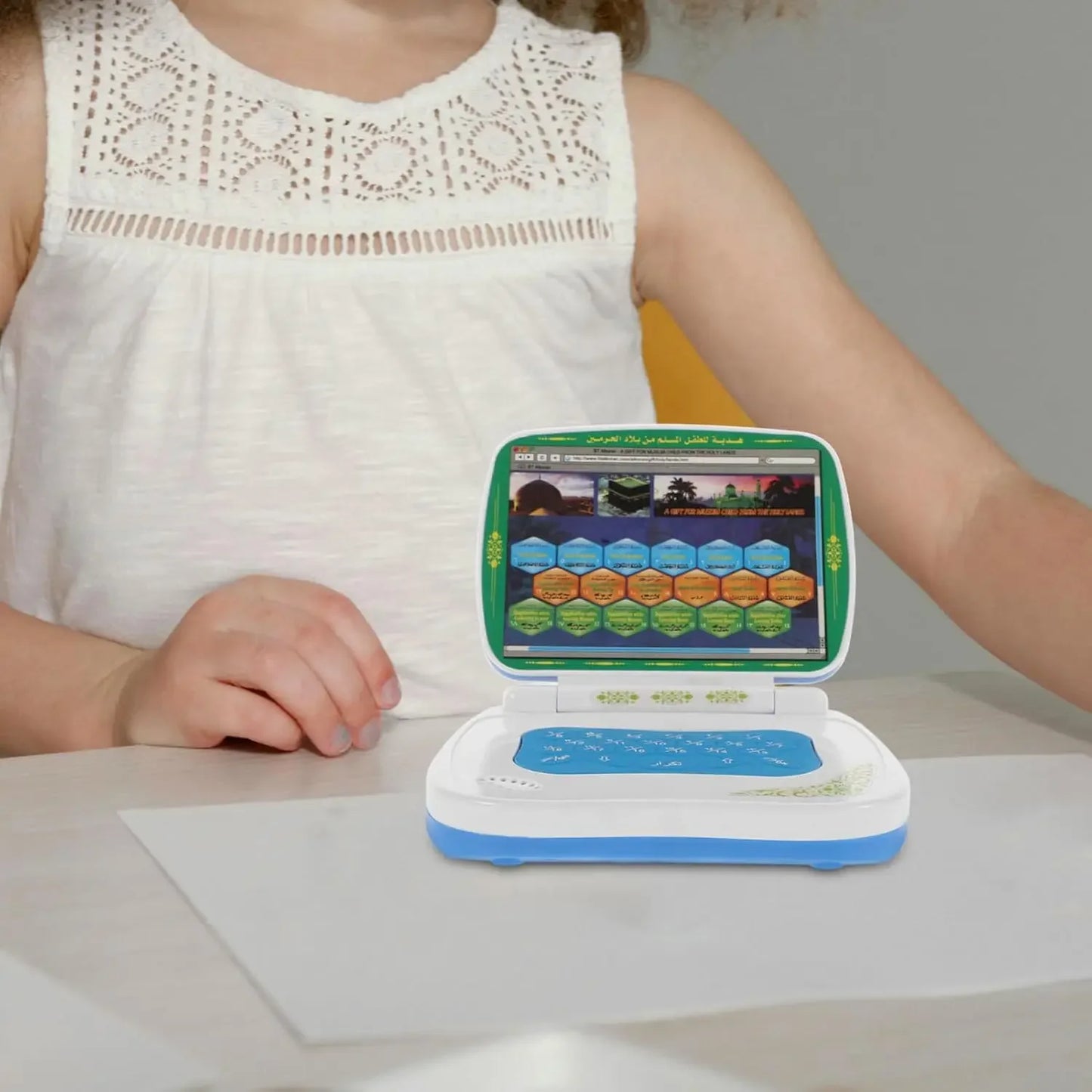 Foldable Quran Learning Tablet for Kids - Islamic Educational Toy Blue Color, Audio Quran Reader, Muslim Children Religious Gift