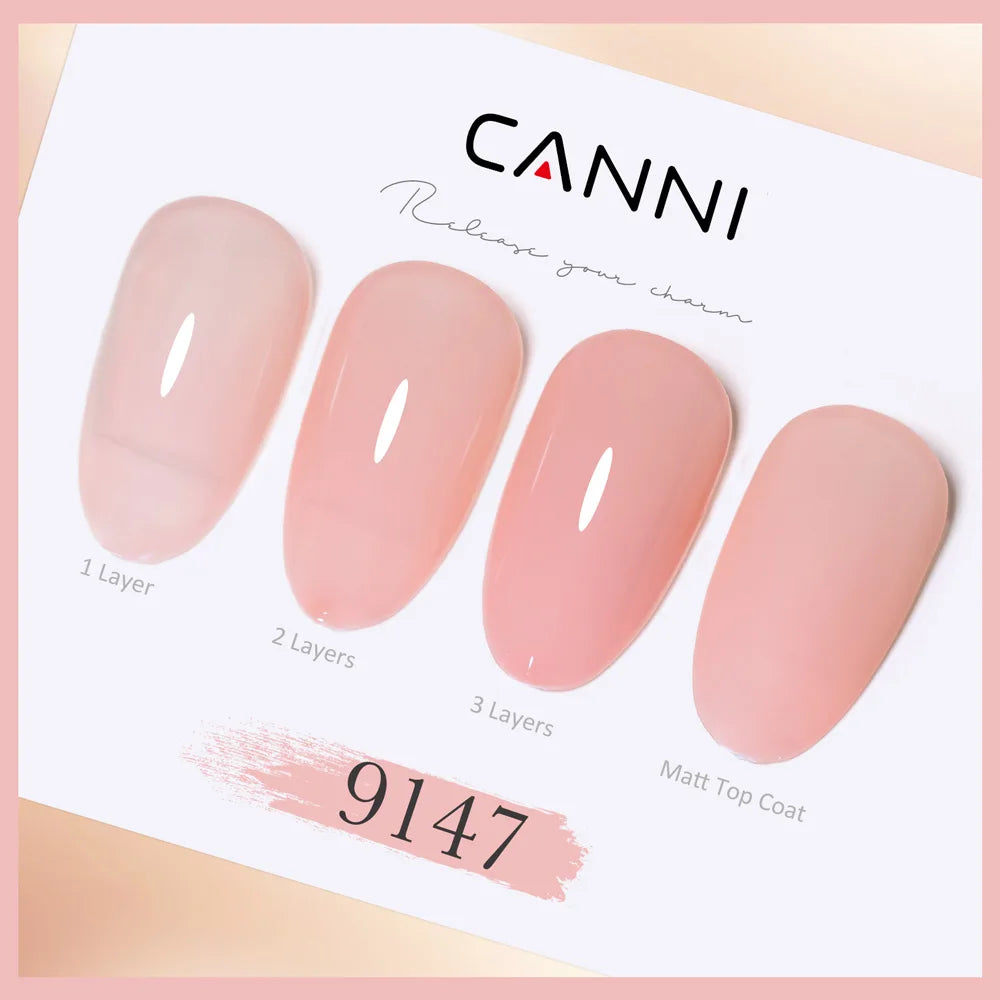 Canni Nail Gel Polish Jelly Nude Color HEMA FREE TPO FREE 9ml Transparent Semi Permanent Natural Nude French Nail Gel Lacquer
