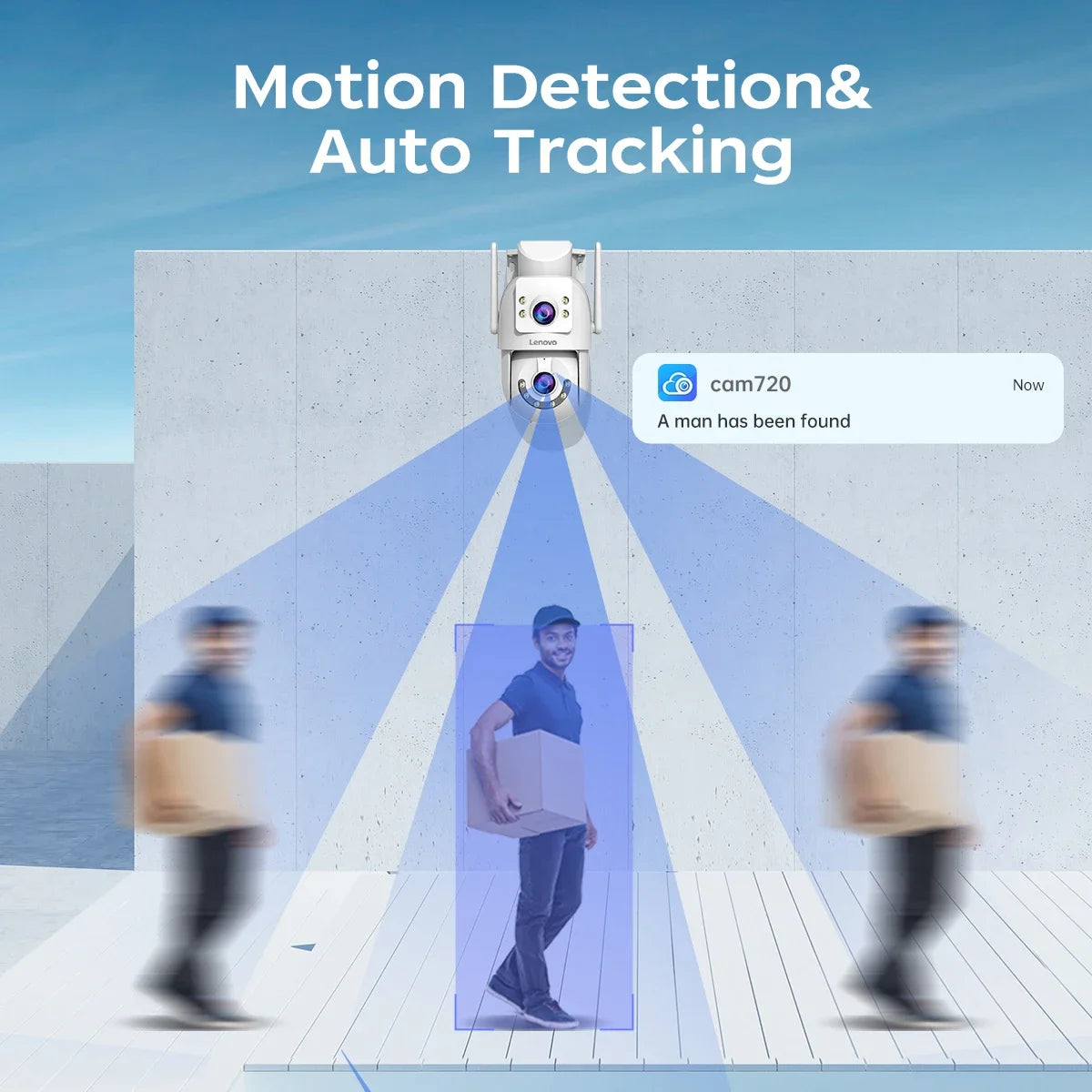 Lenovo 4MP HD Wifi PTZ Camera Outdoor Dual Lens Dual Screen Auto Tracking Security IP Camera CCTV Audio Video Surveillance