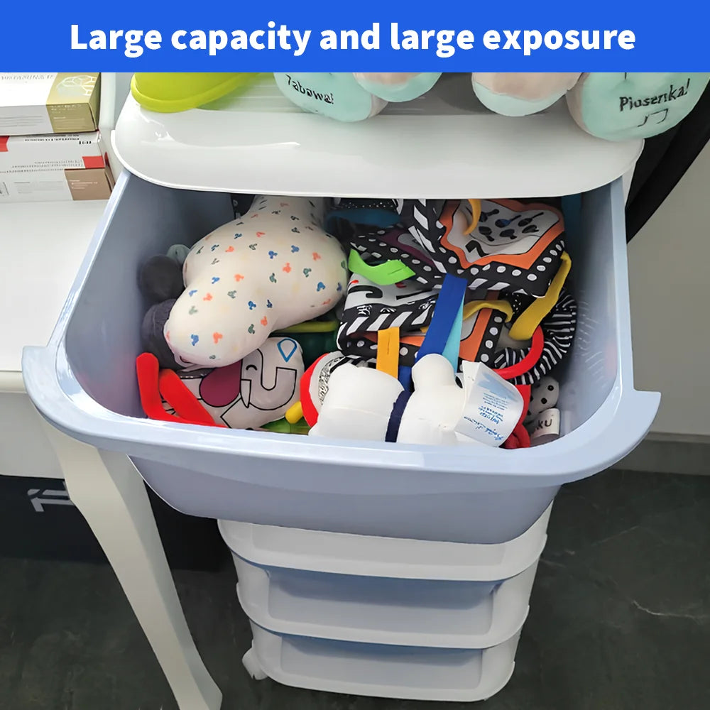 6/5 Tier Drawer Storage Cabinet Stackable Dustproof Storage Organizer with Wheels Floor-standing Storage Box Office Supplies
