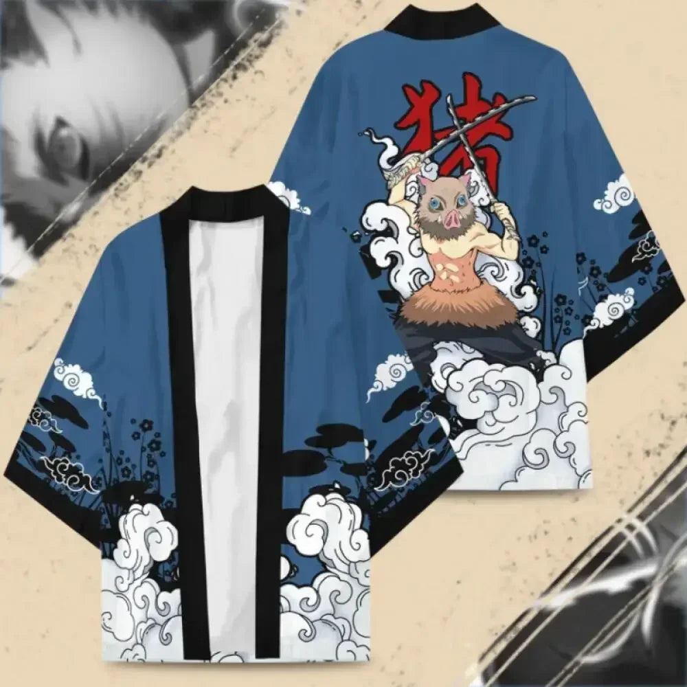 Summer Devil Killer Cosplay Male Japanese Anime 3D Printed Casual Half Sleeved Top Cardigan