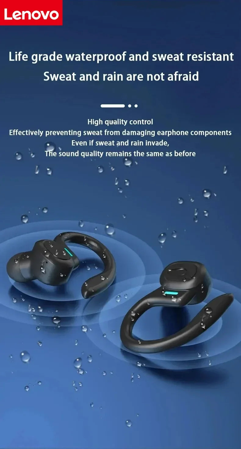 Lenovo Original Sports Wireless Earphones Ear Hanging Running Bluetooth Earphones Digital Display Noise Reduction Earphones