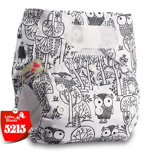 [Littles&Bloomz] Baby Washable Reusable Real Cloth STANDARD Hook-Loop Pocket Nappy Diaper Cover Wrap, suits Birth to Potty