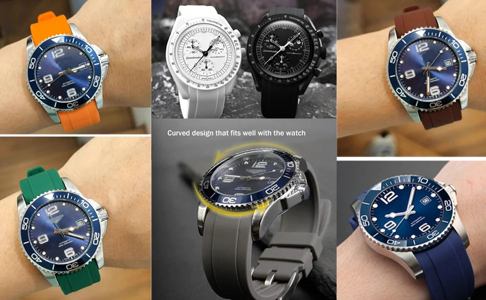 Band for Omega X Swatch Moonswatch Speedmaster 20mm 22mm Universal Curved end No Gap Bracelet for Rolex SEIKO Band For Men Women