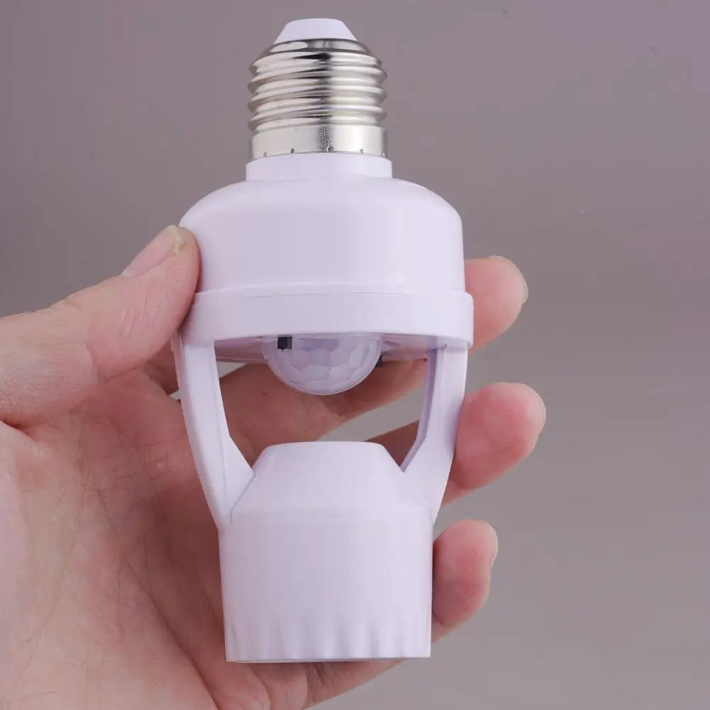 PIR Motion Sensor Lamp Holder E27 Smart Light Bulb Holder Adapter Auto On/Off Motion Light Socket for Porch Staircase Basement