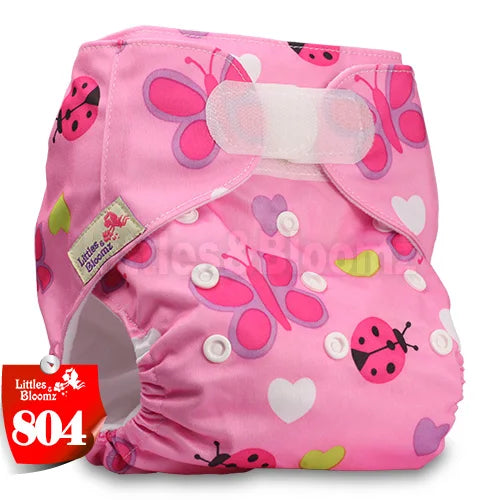 [Littles&Bloomz] Baby Washable Reusable Real Cloth STANDARD Hook-Loop Pocket Nappy Diaper Cover Wrap, suits Birth to Potty