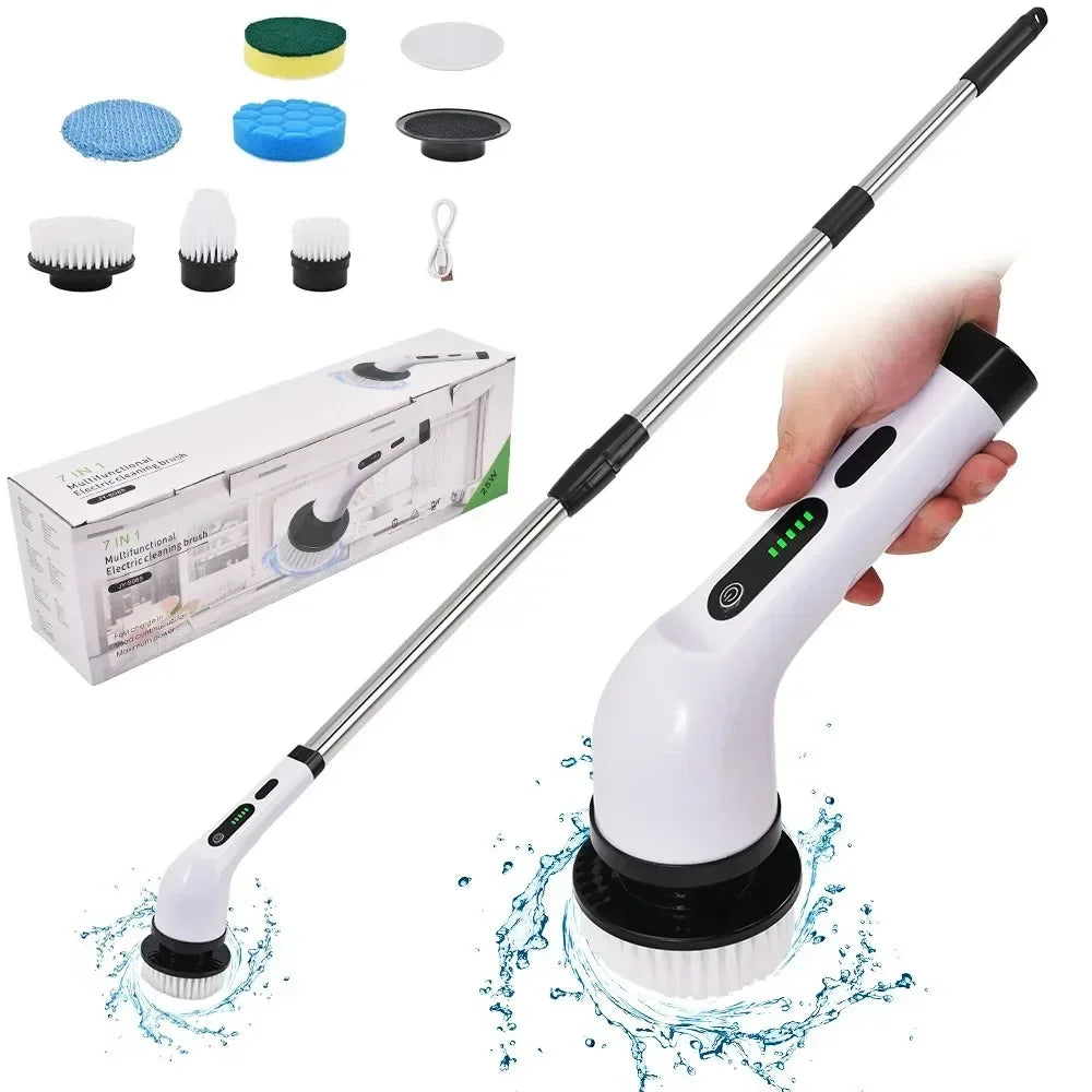 Cordless Electric Spin Scrubber Multipurpose Power Cleaning Brush For Bathroom Kitchen Tile Grout Floor Stain Removal