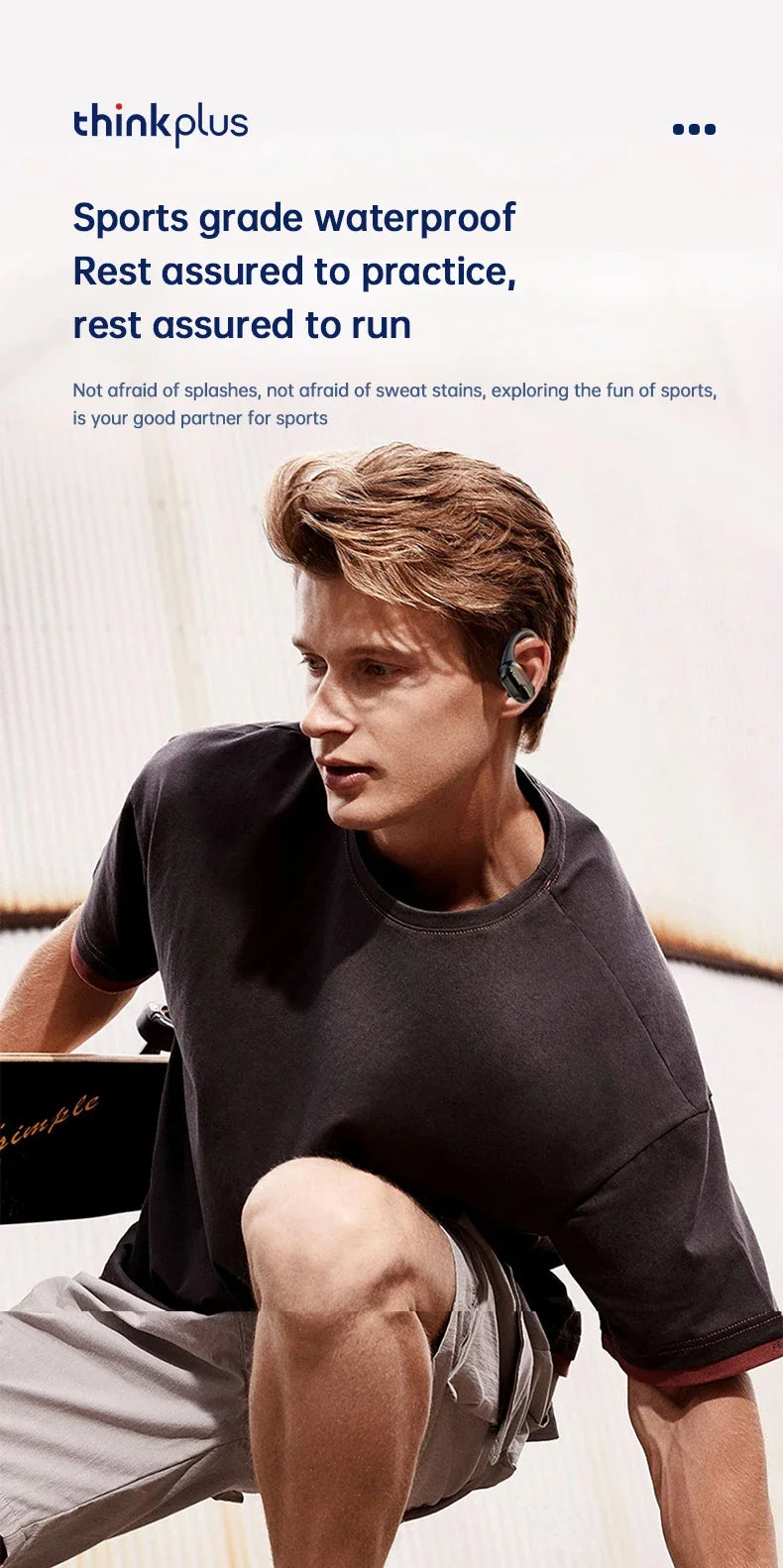 Lenovo XT80 Wireless Headphones Bluetooth 5.4 Earphones True with Mic Button Control Noise Reduction Earhooks Waterproof Headset