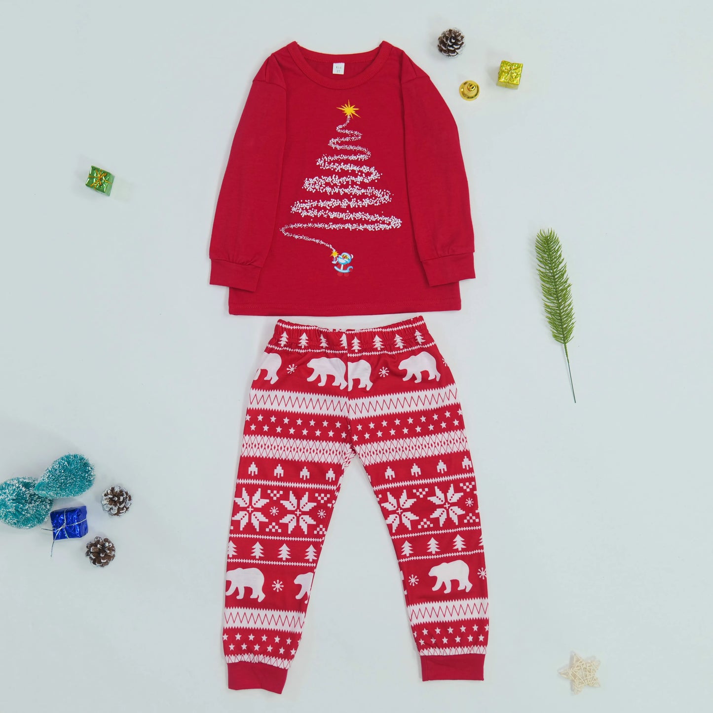 Christmas Look Pajamas Set Mom Dad Kids Dog Matching Pyjamas Cute Elf Print Sleepwear Soft Loose 2 Pieces Suit Xmas Wear Pijamas