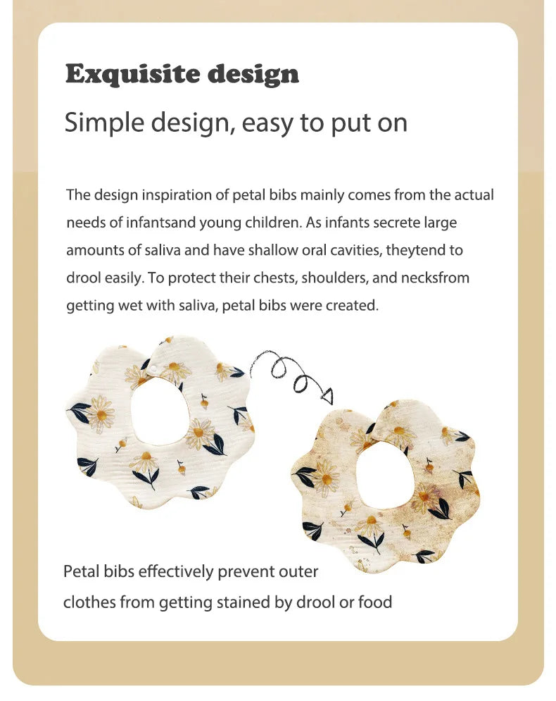 5-piece baby feeding bibs, made of pure cotton gauze, with cute patterns, soft and skin-friendly, double-sided use as drool rags