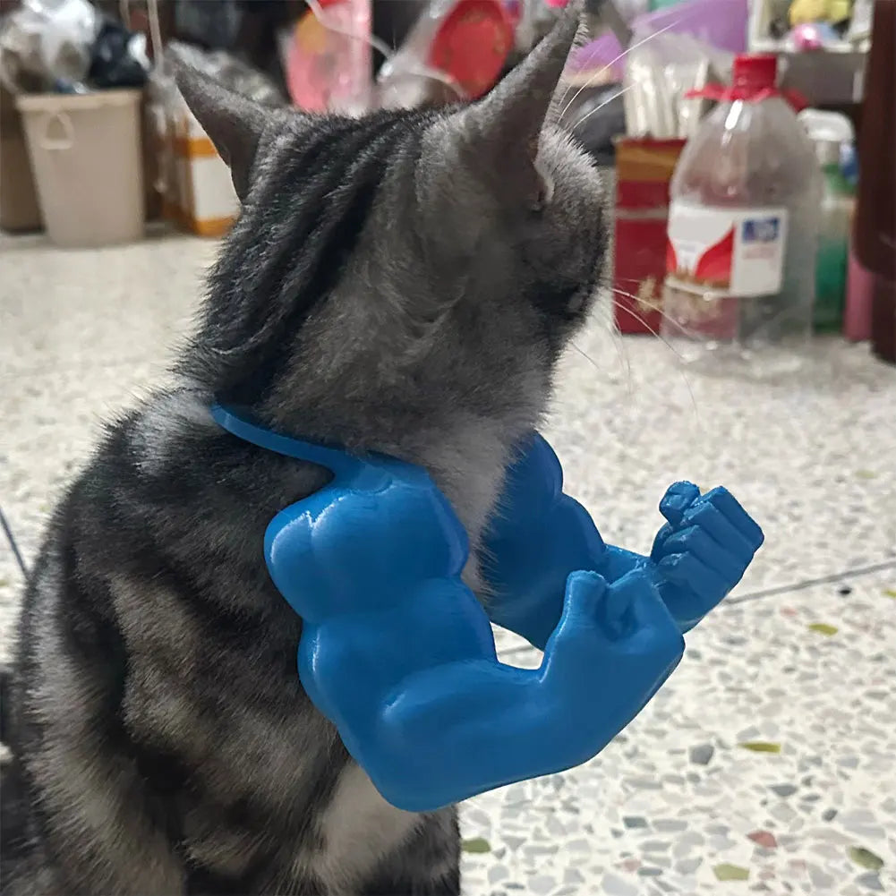 Cat Muscle Arms 3D Printed Cat Neck Arms with Muscles Superhero Cosplay for Party Halloween Birthday Costume Accessories
