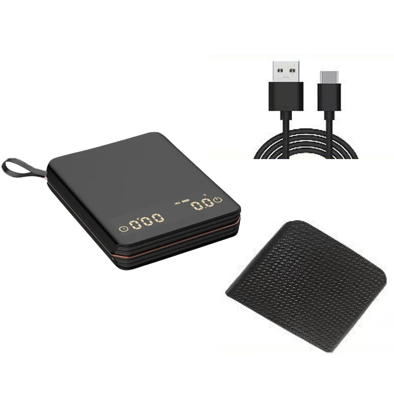 Mini Portable Digital Coffee Scale 2kg/1g Rechargeable High Precision LED Kitchen Scale with Timer for Hand Pour over Coffee