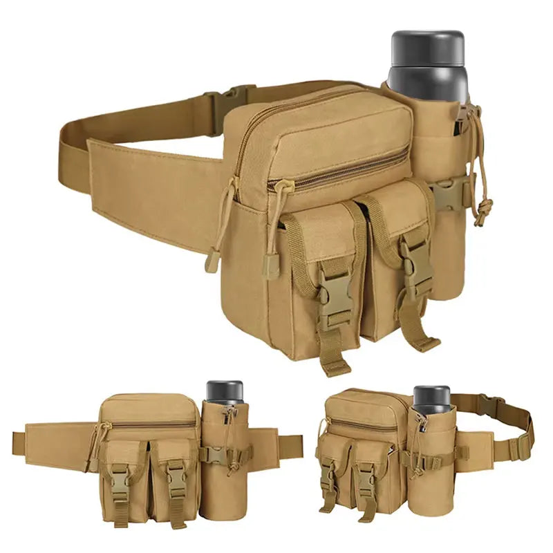 Tactical Men Waist Pack Nylon Hiking Water Bottle Phone Pouch Outdoor Sports Hunting Climbing Camping Belt Bag