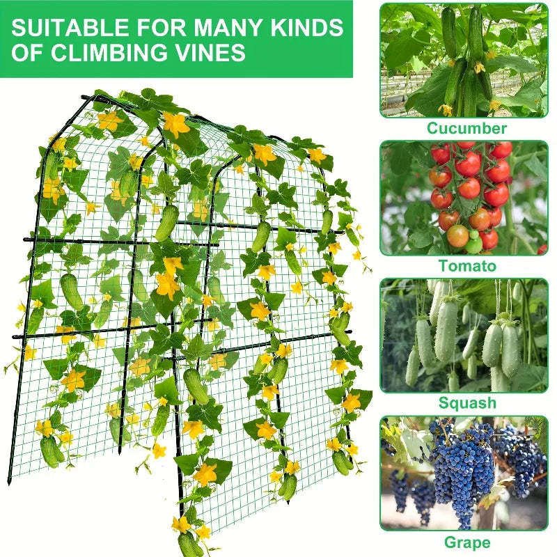 1Pcs Nets Garden Arch Trellis 71Inch Plant Climbing Tunnel Net Outdoor Vine Fruit Vegetable Flower Support Net for Lawn Backyard