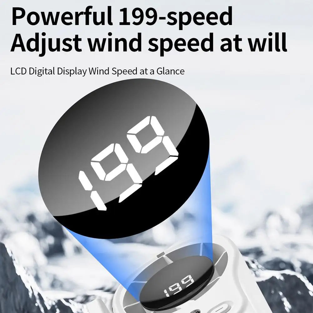 Semiconductor Cooling Car Fan USB Rechargeable Clip on Portable Desk Fans with LED Display 360 Rotation Quiet for Car Camping