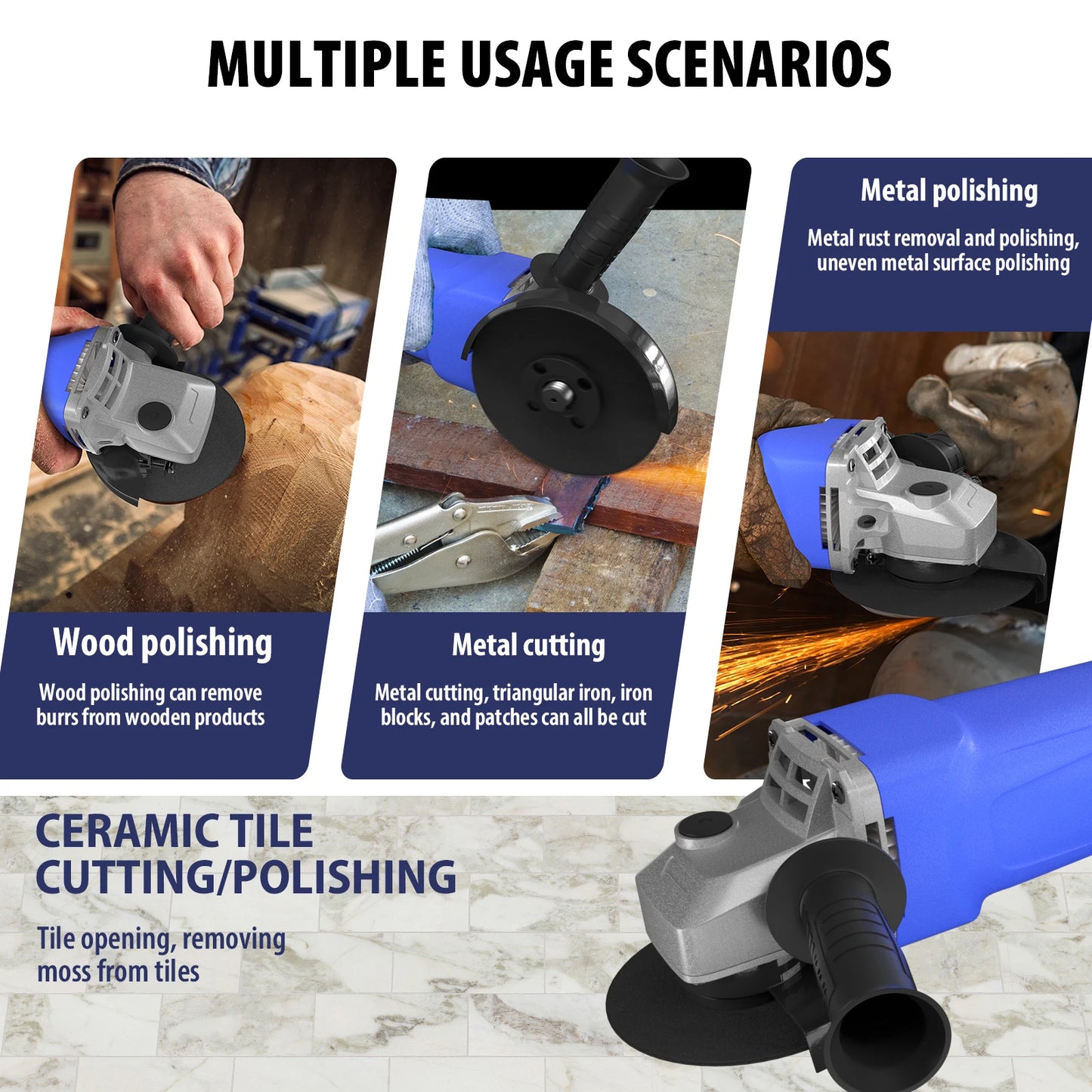 DayPlus 115mm Angle Grinder 4.5 inch 240V 5000W 12000rpm Electric Grinding Sander Corded for Metal,Tile Cutting Polishing M14