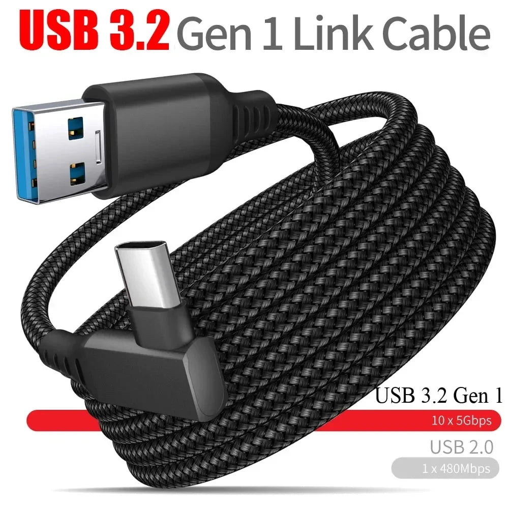 Virtual Reality VR Glasses Cable USB A To Type C 5M for Meta Oculus Quest 2 Quest2 Link Game Accessories Headset Helmet Gaming