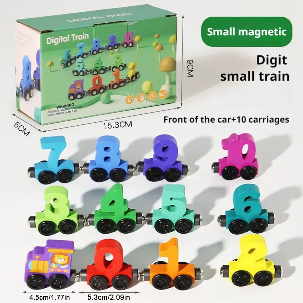 Colorful Building Blocks Number Digital Magnetic Wooden Train Toys Educational Hand-eye Coordination Magnetic Digital Train