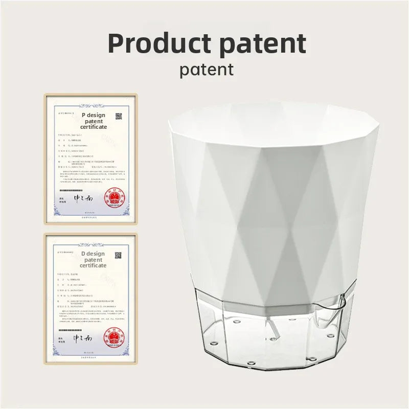 Self Watering Planter Diamond Lazy Flower Pot Transparent Double Layer Plastic Plant Pot for Indoor Plants