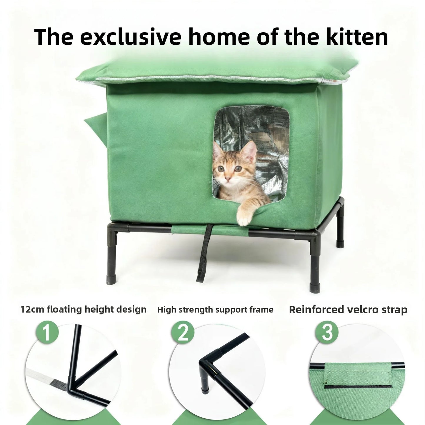 Outdoor waterproof cat house, detachable and height increasing waterproof stray cat house, foldable winter cat nest, pet nest