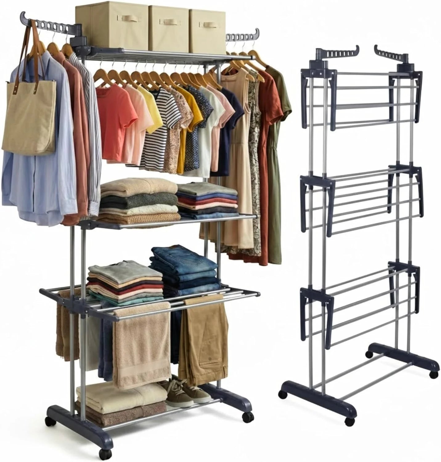 4 Tier Foldable Clothes Airer Rack Indoor Outdoor Dryer Laundry Dry Rail Hanger