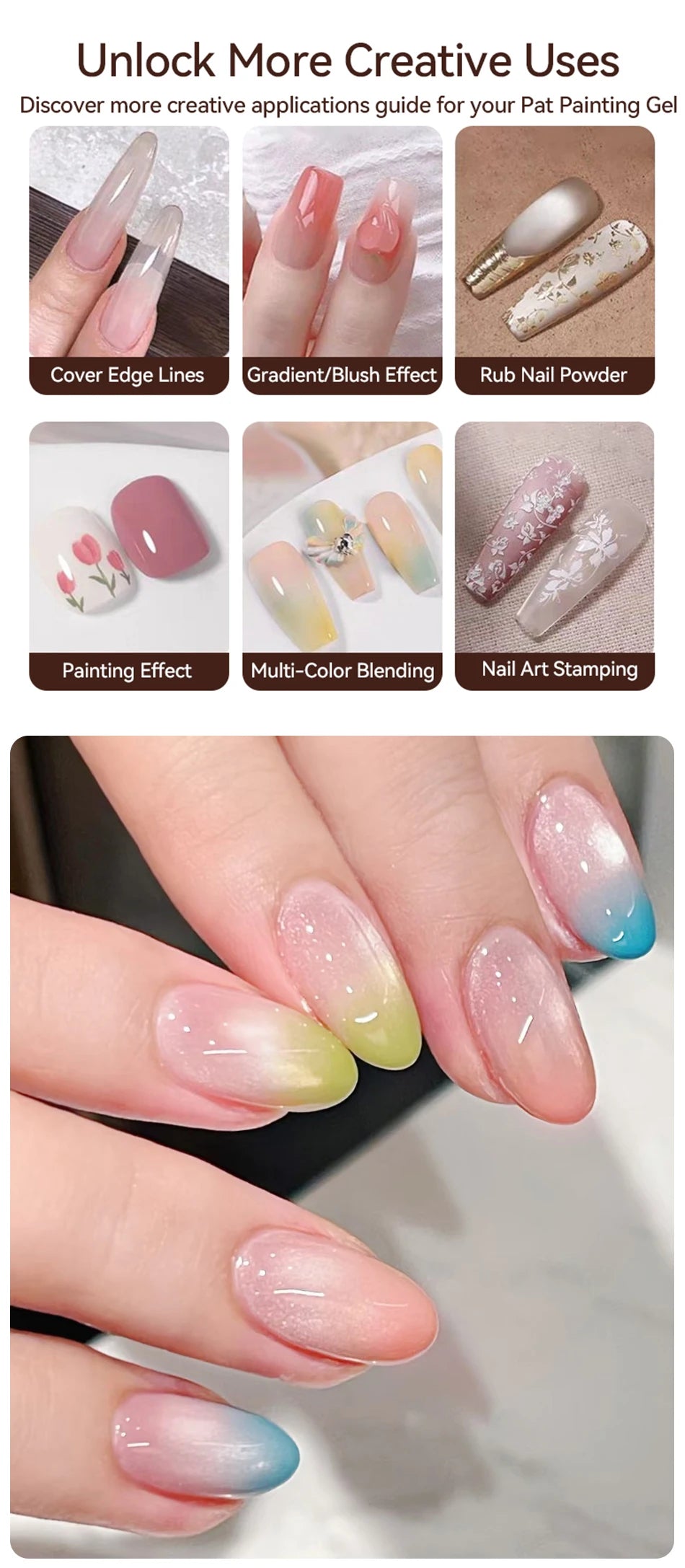 UR SUGAR 9 Colors Pat Painting Gel Nail 4 In 1 Semi Permanent Soak Off UV LED Nails Used For Gradient Stamping Pattern