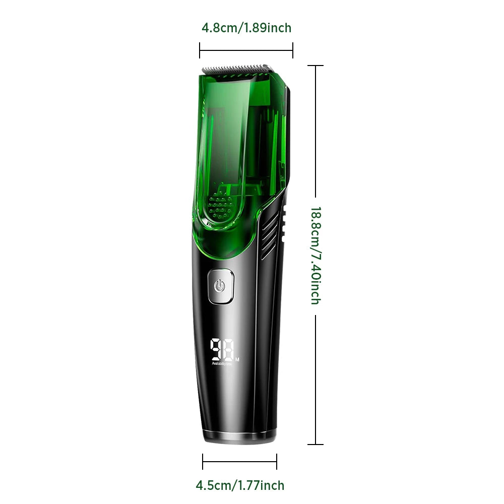 Cordless Men Beard Trimmer Rechargeable Electric Shaver with 20 Trim Built-in Vacuum Clipper for Mustache Sideburns Grooming Kit