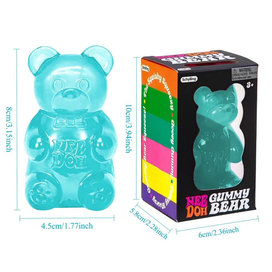 NeeDoh Gummy Bear Squishy Toy Soft Stress Relief Sensory Fidget Squeeze Toy for Kids & Adults Non-Toxic Anxiety Relief Desk Toy