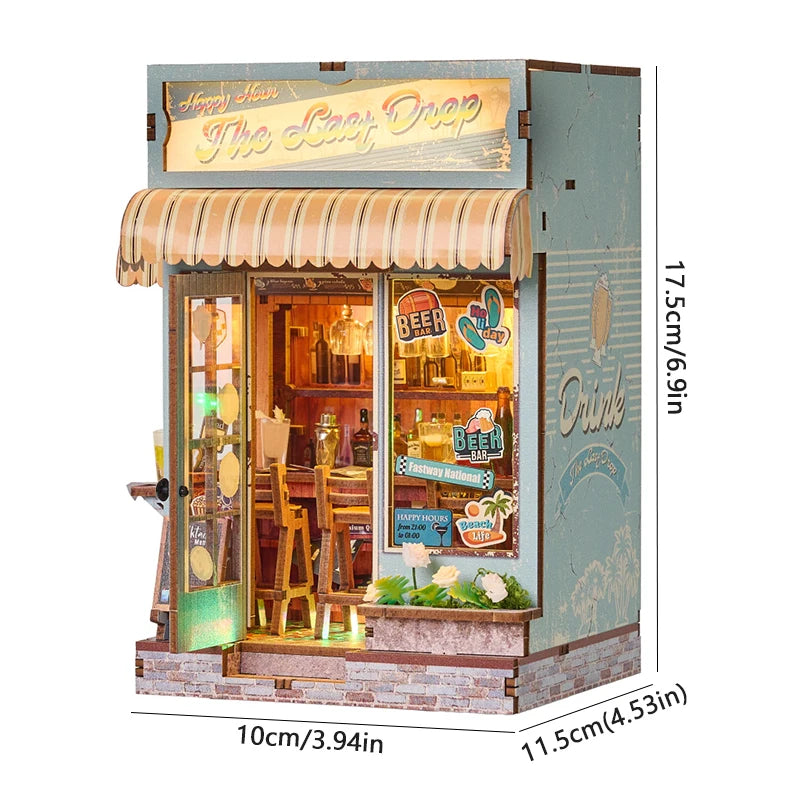 DIY Book Nook Kit Shelf Inser Dollhouse Model Building Kit Wooden Bookshelf Room Dollhouse Bookend Toy For Adults Birthday Gifts