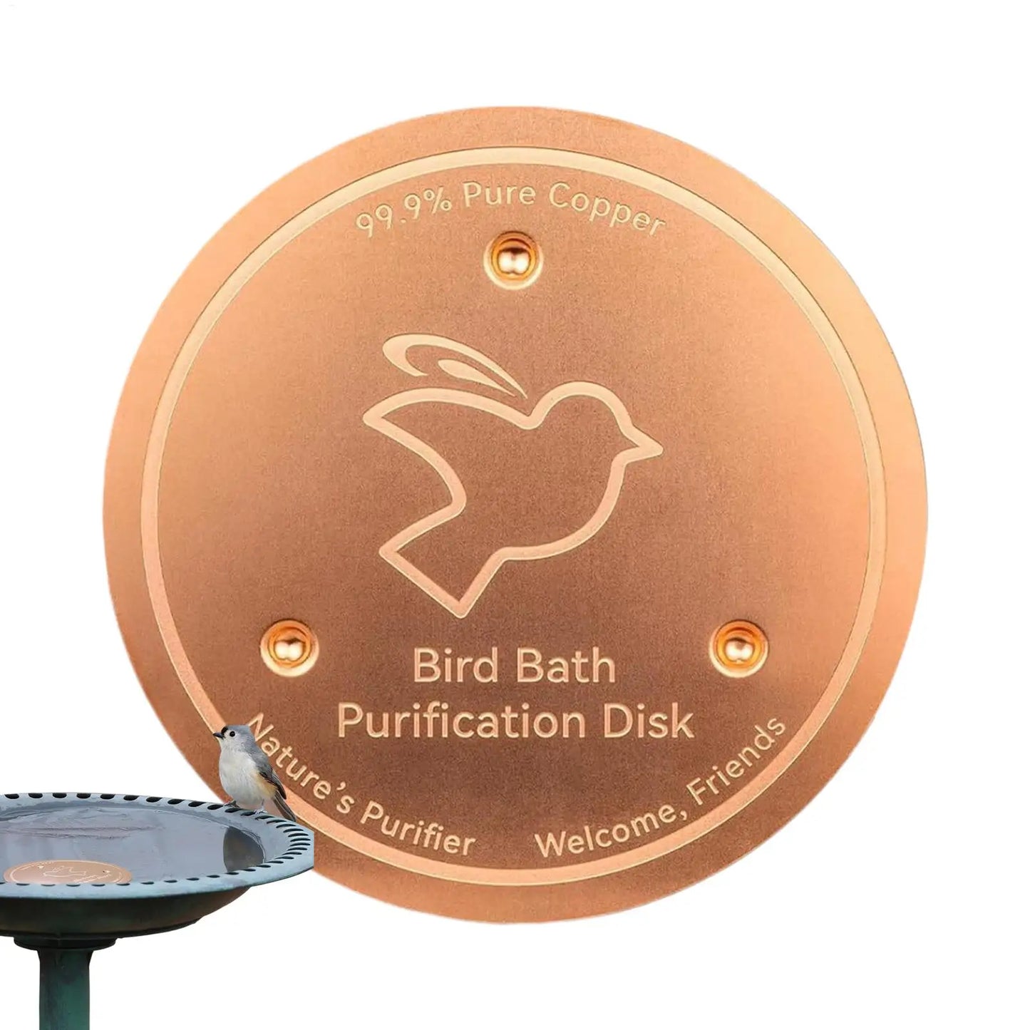 Bird Bath Copper Disk bird bath purification tray Metal Cleaner Disks Feeder Accessories For Water Bowl