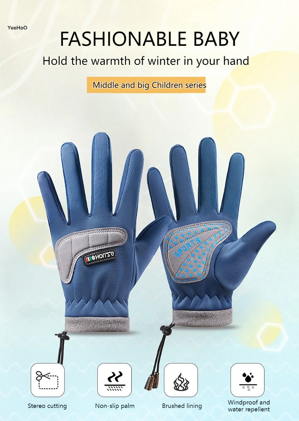 GTUBIKE Kids Winter Gloves Thicken Plus Velvet Cycling Riding Mittens Warm Waterproof Children Bicycle Gloves for Boys Girls