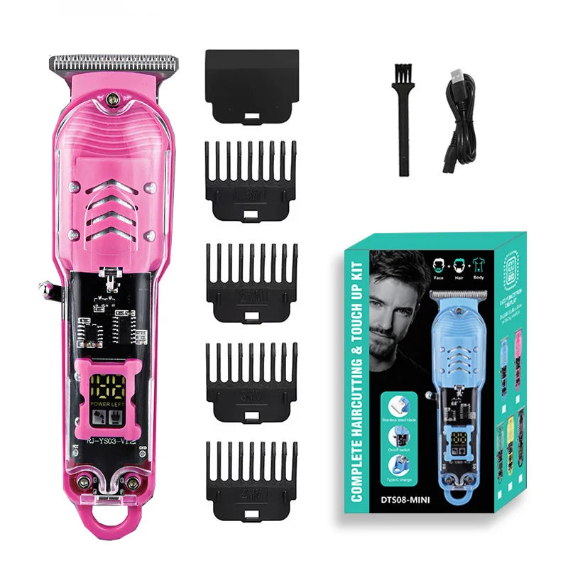 Hair Cut Machine Rechargeable Hair Clippers Transparent Professional Clippers Electric Hair Trimmers Shaver for Men Cordless