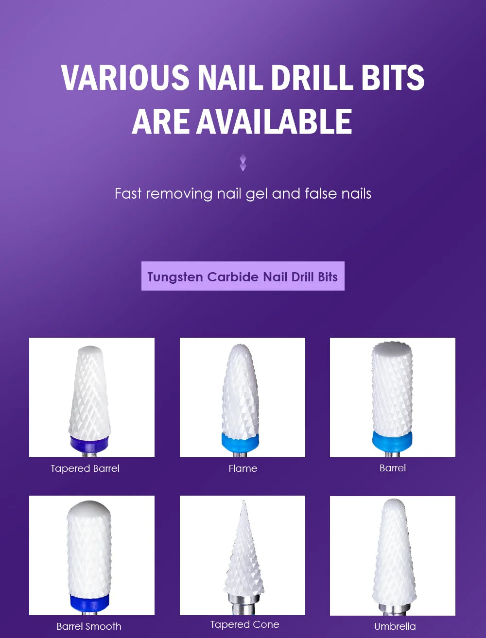 LadyMisty Ceramic Nail Drill Bit Milling Cutter For Manicure Pedicure Nail Files Buffer Nail Art Equipment Accessory