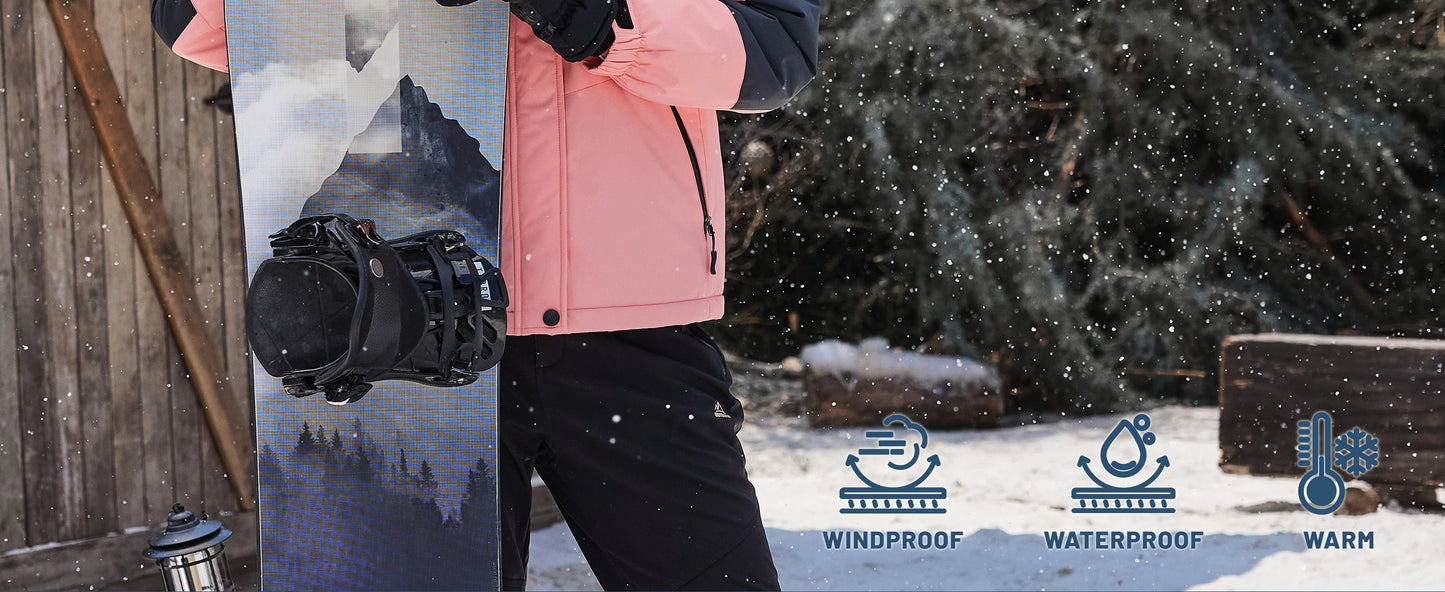 TACVASEN Winter Waterproof Ski Snowboard Jacket Womens Thermal Heavy Fleece Jackets Casual Work Rain Coat Windbreaker Parka