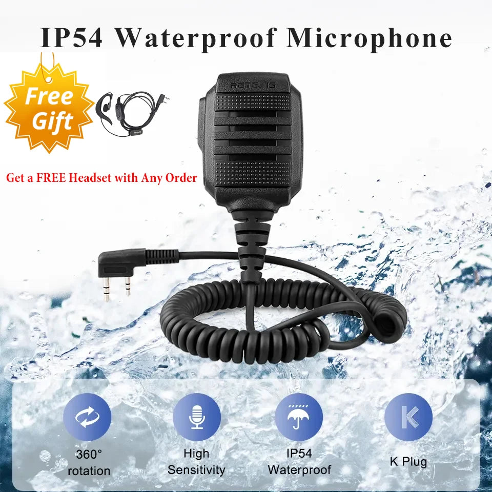 Retevis HK006 RA89 Waterproof Walkie Talkie Microphone PTT Mic Radio Speaker for Baofeng UV-5R BF-88E Retevis RT3S H777 RT22 TYT
