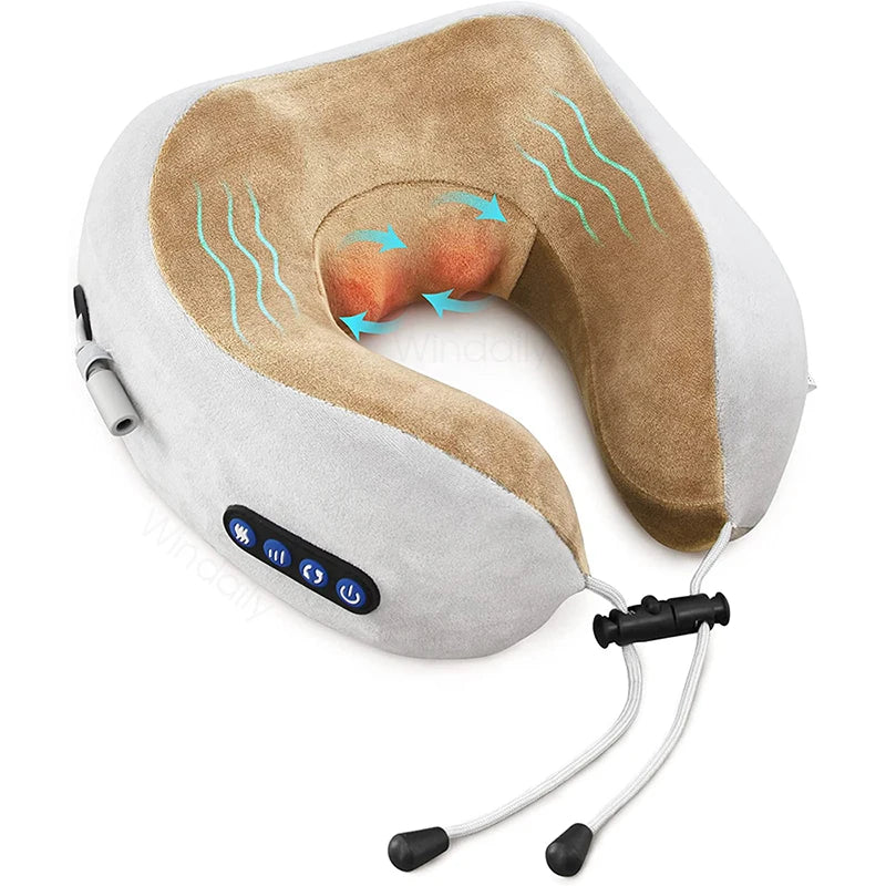 2025 Electric Neck Massager Vibration 3D Kneading Shiatsu Back Massage U Shaped Pillow For Shoulder Cervical Pain Relief Fatigue