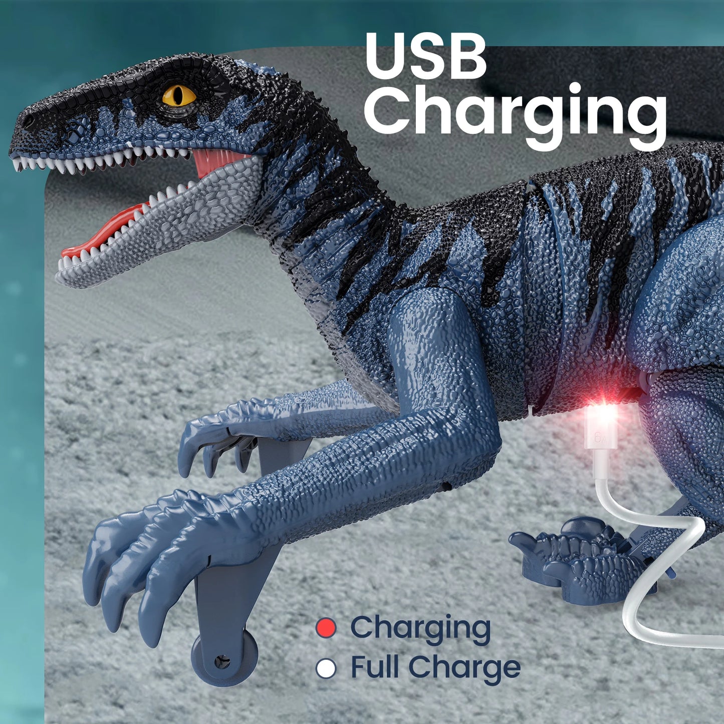 2.4GHz Remote Control Dinosaur, Simulation Walking Velociraptor Robot Toy, Electronic RC Dinosaur Toys, Gift for Boys Girls